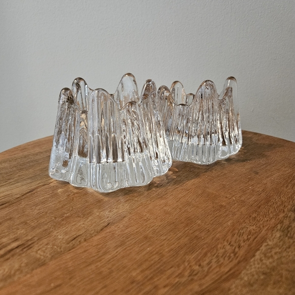 Nybro Sweden Rune Strand Crystal Volcano Votive Candleholder Pair Vintage - Picture 2 of 7